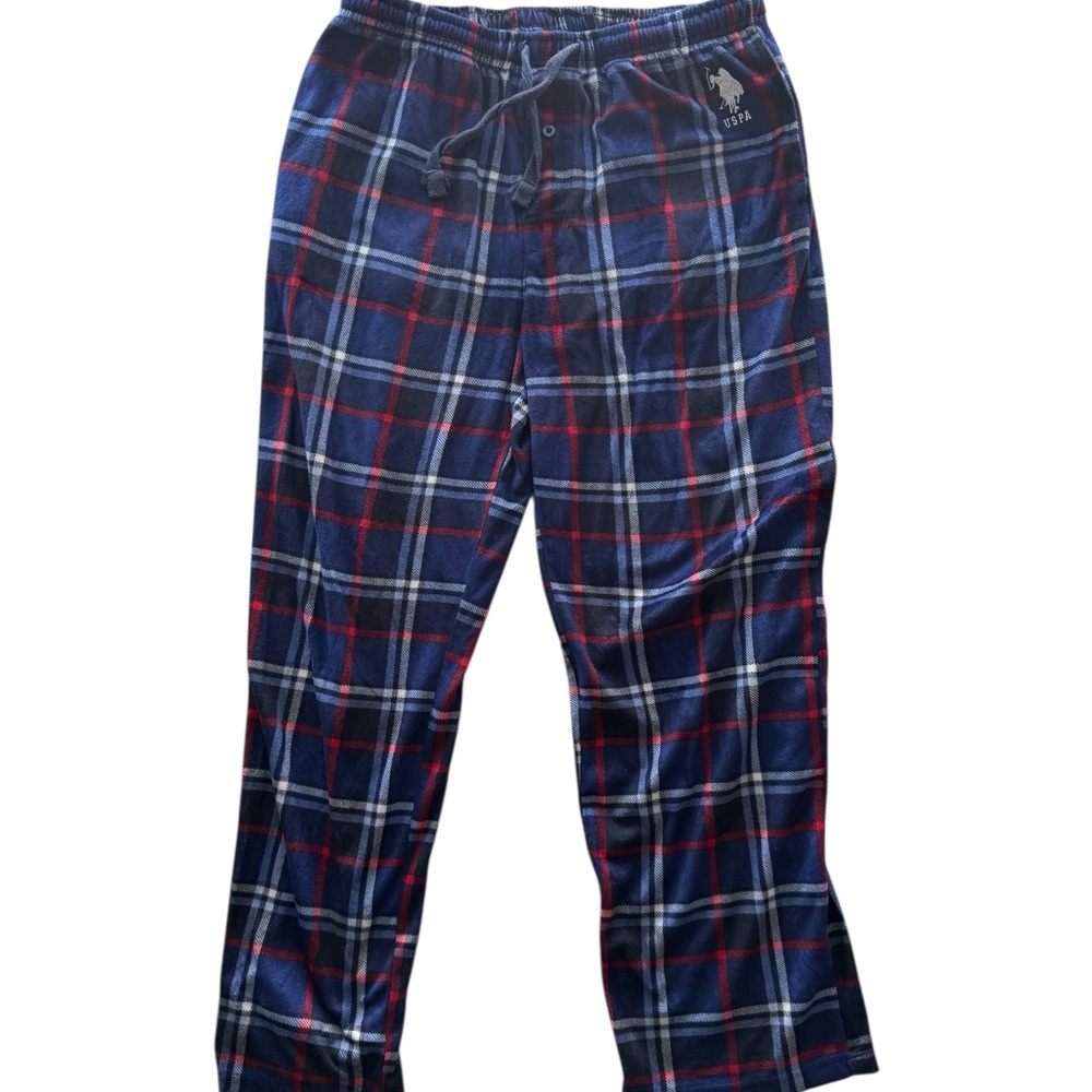 U.S. Polo Assn. Men's Fleece Plaid‎ Sleep Pant - Blue and Red